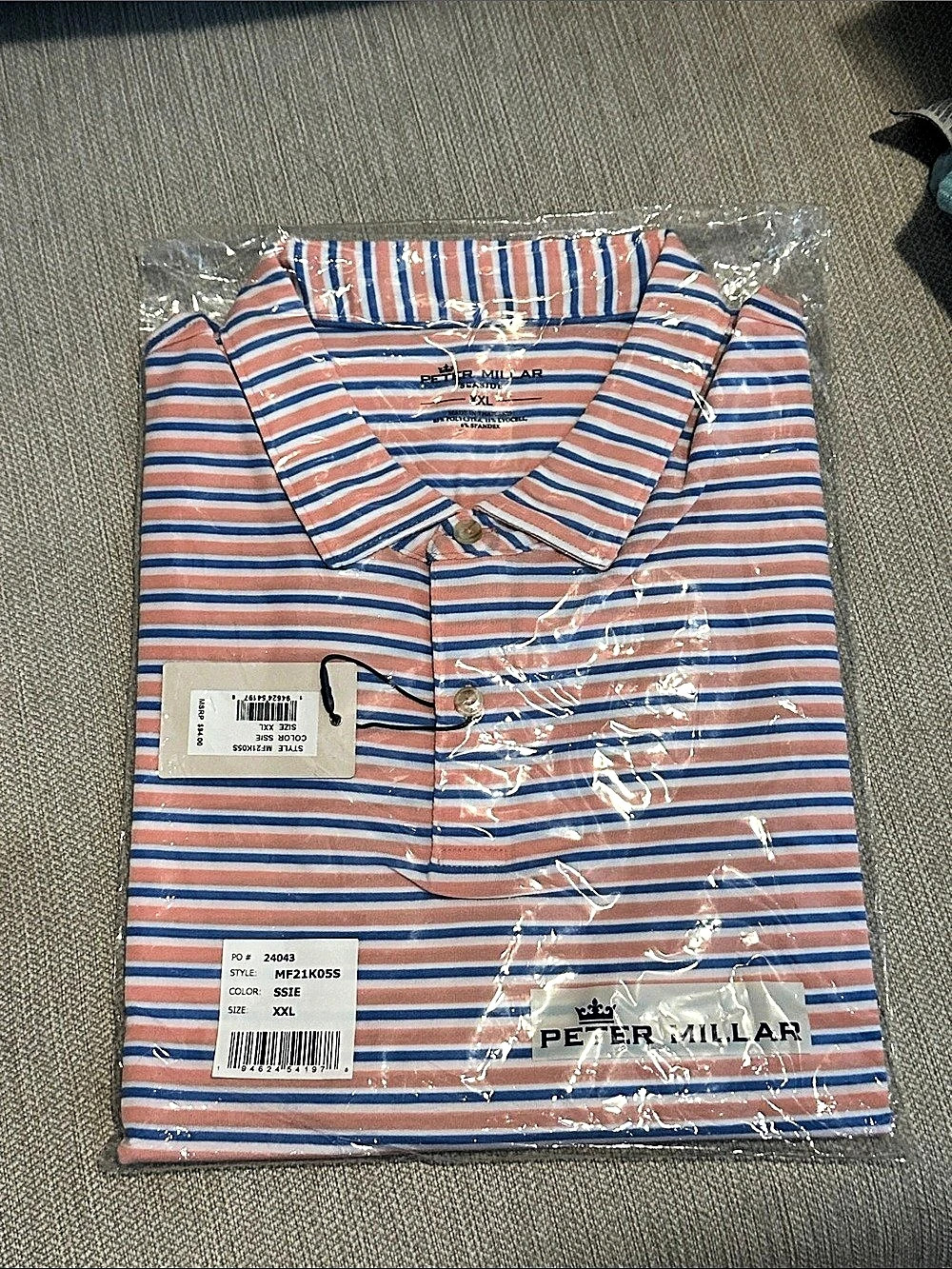Peter Millar Seaside Striped Short Sleeve Shirt in Pink & Blue XXL NWT